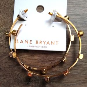 Lane Bryant Gold Hoops with Yellow detail.